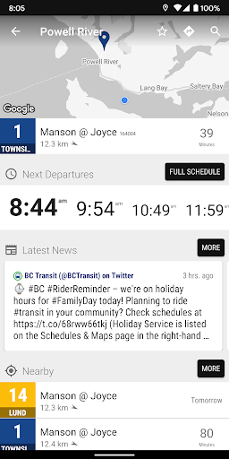 Powell River Transit Bus Screen 2