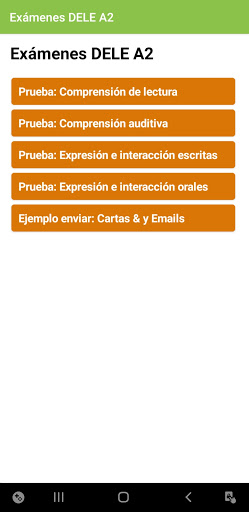 Android application DELE A2 2024 test nacionalidad screenshort