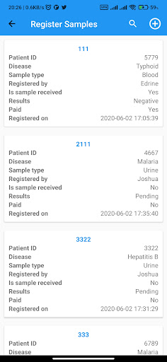 Medical Sample Tracker Screen 2