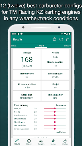 Android application Jetting for TM KZ / ICC Kart - screenshort