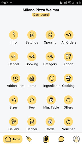 Milano Pizza Admin Screen 2