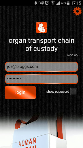 Android application Organ Transport CoC screenshort