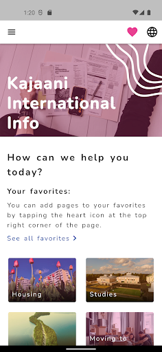 Android application International Info Kajaani screenshort