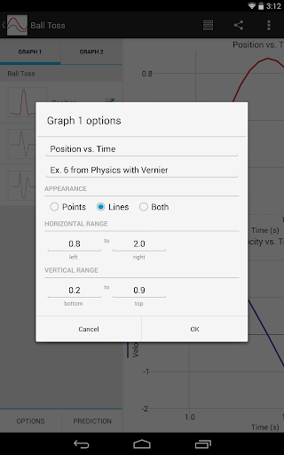Screenshot of Graphical Analysis GW (Go Wire