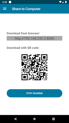 Android application Share To Computer screenshort