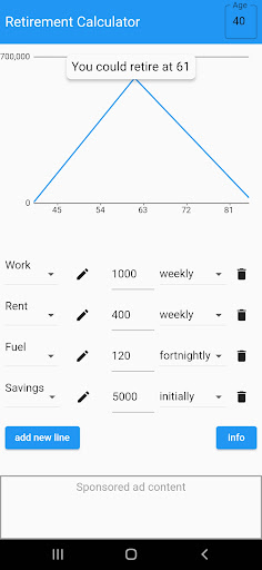 Android application Visual Retirement Calculator screenshort