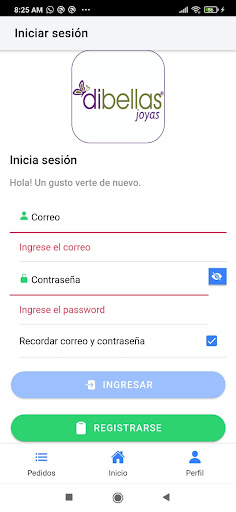 Android application Dibellas tienda screenshort