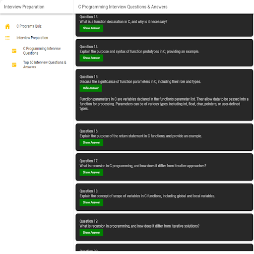 C Programs with Quiz