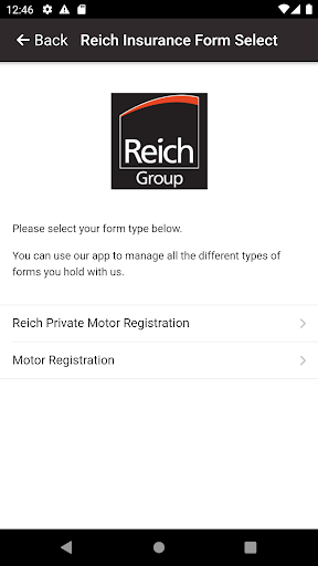 Reich Group Claims App Screen 3