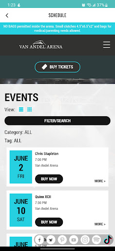 Android application Van Andel Arena screenshort