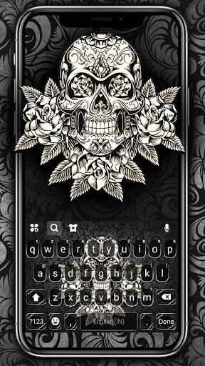 Android application Chrome Skull Keyboard Backgrou screenshort