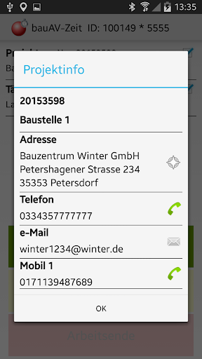 bauAV Zeiterfassung Screen 2