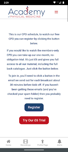 Android application Academy of Physical Medicine screenshort