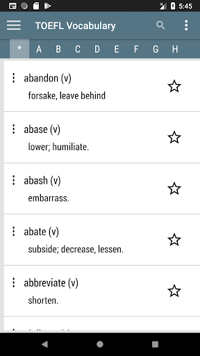 Android application TOEFL vocabulary flashcards screenshort