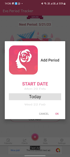 Android application MyPeriod Tracker screenshort