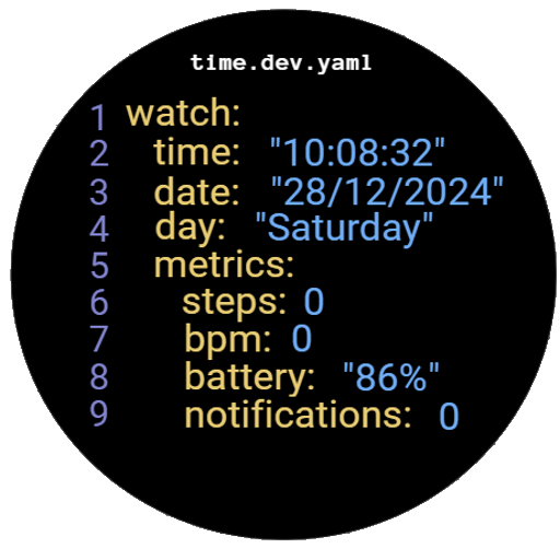 Yaml Watch Face by time.dev Logo