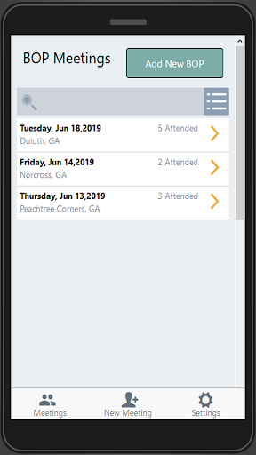 Android application BOP Tracker screenshort