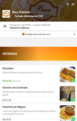 Android application Buca Trattoria screenshort