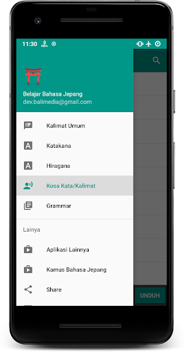 Android application Belajar Bahasa Jepang screenshort