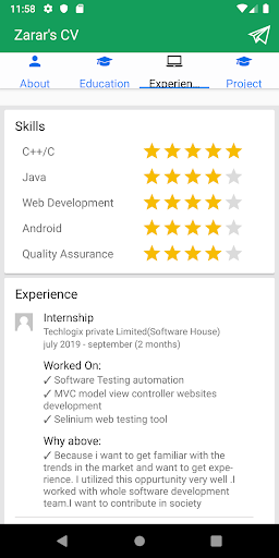 Zarar's resume Screenshot 4 - AppWisp.com