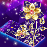 Cover Image of डाउनलोड Violet Gold Flower Luxury Theme 1.1.3 APK