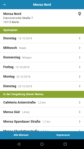 Android application Mensa Berlin screenshort