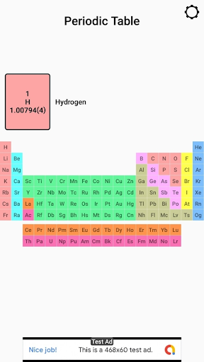 Android application periodic table quiz screenshort