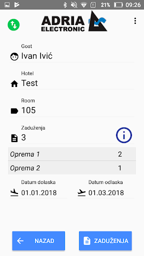 Adria Debits Screen 3
