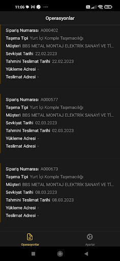 Android application Burada Lojistik Tedarikçi screenshort