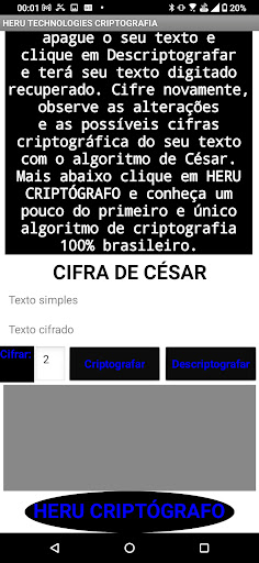 Android application Criptografia 100% brasileira screenshort