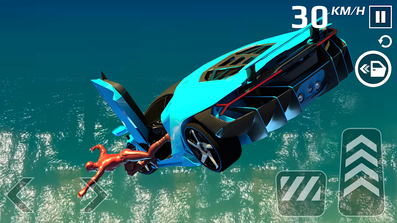 From blue to yellow to red, you can select which car to drive in each level.
