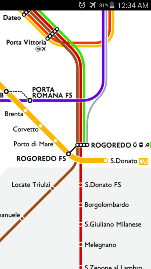 Android application Milan Metro & Rail Map screenshort