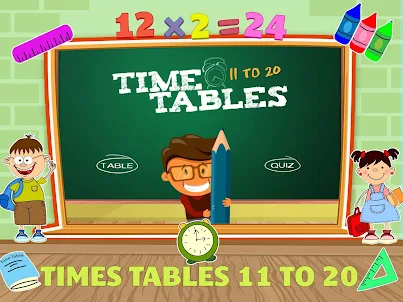 Times Table 11 to 20 Game Kids