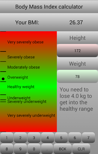 Android application BMI calculator screenshort