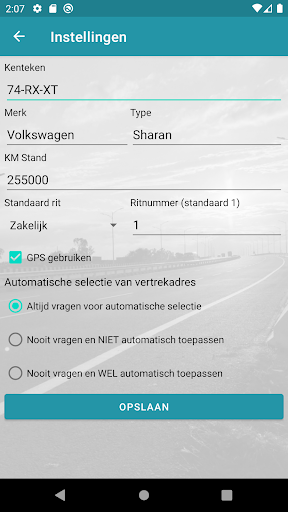 Kilometer Registratie PRO Screen 2