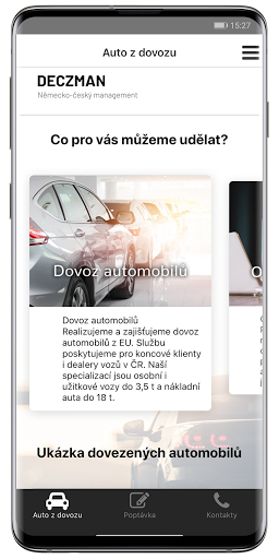 Android application Auto z dovozu screenshort