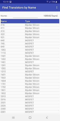 Transistors directory Screen 2