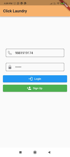 Android application Click Laundry screenshort