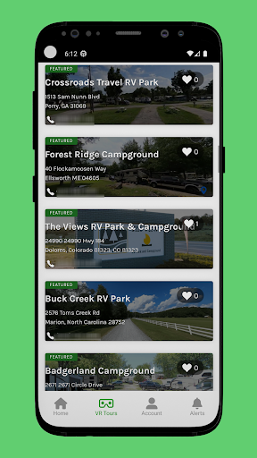 Android application Campground Views screenshort