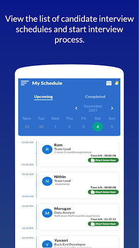 Android application Myshaa Interviewer screenshort