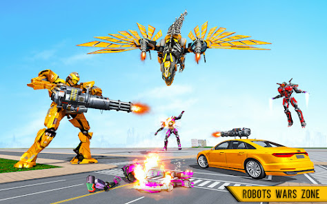 Flying Taxi Robot Car Games 3D apkpoly screenshots 18