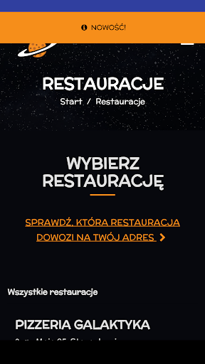Android application Pizzeria Galaktyka screenshort