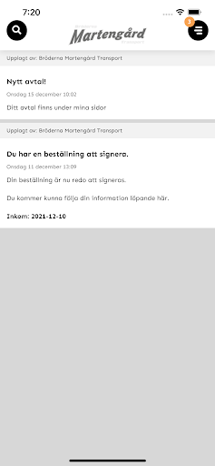 Android application Bröderna Martengård Transport screenshort