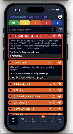 Screenshot of Application Health