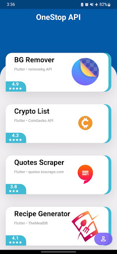Android application OneStop API screenshort