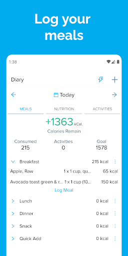 Android application Calorie Counter - OmNom Notes screenshort