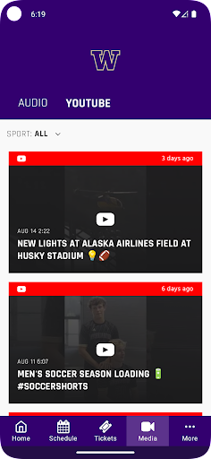 Screenshot of Huskies Gameday