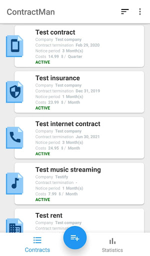Android application ContractMan screenshort