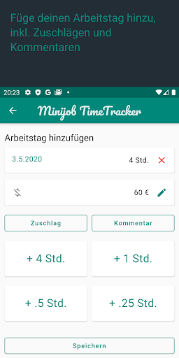 Minijob TimeTracker Screen 2
