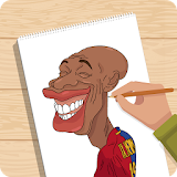 Draw football caricature icon